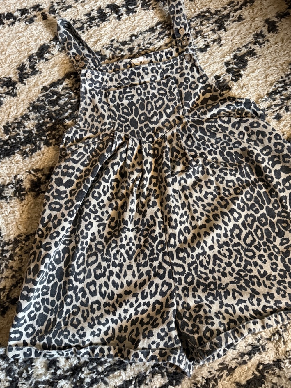 BiBi Black and Tan Leopard Print Shortalls